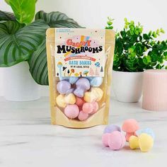 These groovy mushroom bath bombs will funk up your bath time with radical colors and scents, letting you chill out to the max and enjoy a relaxing soak. Groovy Mushroom, Bath Pearls, Tropical Scent, Kraft Bag, Bath Time Fun, Sodium Bicarbonate, Delivery Gifts, Citric Acid, Bath Time