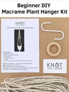 the beginner diy macrame plant hanger kit is shown with twine and