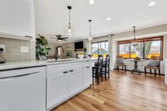 the kitchen is clean and ready to be used for cooking, dining or as an entertaining area