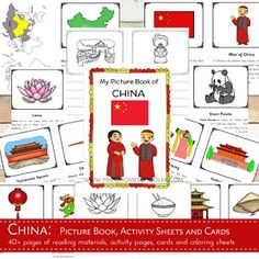 china picture book activity sheets and cards for children to practice chinese writing, pictures, and more