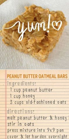 a recipe for peanut butter oatmeal bars