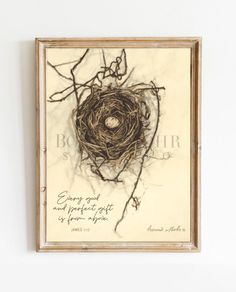 a bird's nest with a quote on it