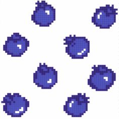 an image of some blue objects on a white background in pixel art style, including circles and dots