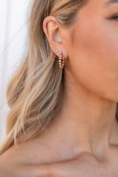 Second Persings Ideas, Gold Double Earrings, Gold Hoop Earrings Style, Dream Piercings