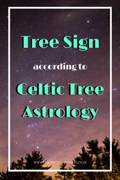 the words tree sign according to celtic tree astrology in front of a night sky