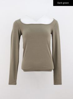 basic-square-neck-t-shirt-co313 / Dark green Green Stretch Plain Tops, Olive Stretch Tops For Fall, Green Plain Tops For Spring, Trendy Stretch Olive Tops, Fitted Olive Cotton Tops, Khaki Cotton Top For Loungewear, Stretch Khaki Tops For Loungewear, Olive Fitted Long Sleeve Tops, Olive Fitted Casual Top