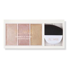 Champagne Shimmer Shimmer & Strobe Highlighting Palette - FLOWER Beauty | Ulta Beauty 5 Minute Makeup, Cupids Bow, Highlighter Brush, Medium Skin Tone, Pink Eyes, Beauty Store, Flower Beauty, Beauty Videos