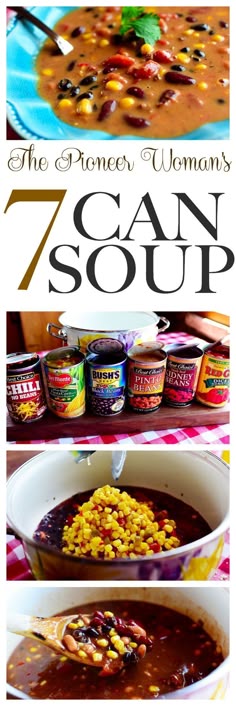 the seven different types of soups are shown in this collage with text overlay