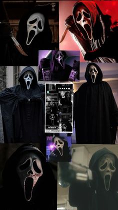 a collage of images with masks and faces