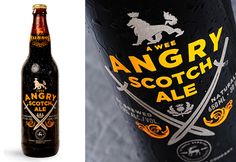 an angry scotch ale bottle next to the same image