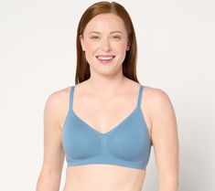 Take the day off from old-school bras. Crafted in a breathable cotton blend, this modern lounge bra features smooth bonded edges and removable foam pads for a contoured fit, a natural-looking shape, and couch-to-coffee-shop comfort. From Cuddl Duds. Cotton Core, Lounge Bra, Cuddl Duds, Modern Lounge, Day Off, Old School, Coffee Shop, The Day, Cotton Blend