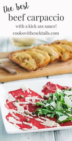 Fancy Italian Appetizers, Beef Carpaccio Plating, Yellowtail Carpaccio Recipe, Beef Carpaccio Appetizers, Beef Carpaccio Salad, Beef Carpaccio Recipe, Dinner Party Appetizer, Carpaccio Recipe, Beef Appetizers