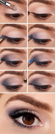 Lys Makeup, Navy Eye Makeup, Mac Make Up, Silver Eye Makeup, Trendy Eyeshadow, Wedding Makeup For Brown Eyes, Smokey Eye Tutorial, Smokey Eye Makeup Tutorial