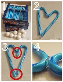 instructions to make an origami heart shaped bow with blue and white paper streamers