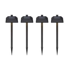 three black metal posts with small holes in the middle and one has four spikes on each end