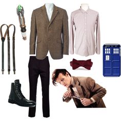 the doctor who is wearing a brown jacket and black pants with his tie down, holding a