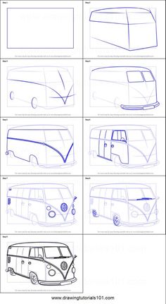 how to draw a bus from different angles