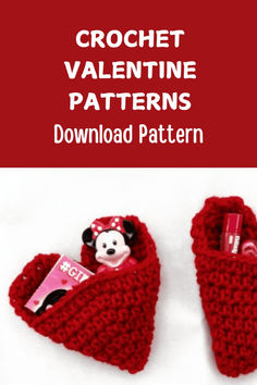 crochet valentine patterns with mickey mouse and minnie mouse in the heart shaped slippers