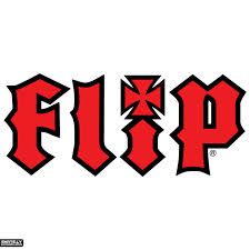 the word flip in red and black on a white background