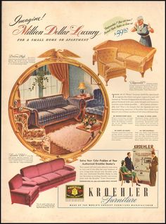 an advertisement for furniture from the 1950's