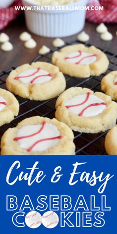 cute and easy baseball cookies with white icing are the perfect dessert for any little league fan