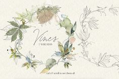 a watercolor painting of vines and leaves with the words, vine's on it