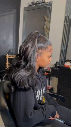 Flat Iron Curls Half Up Half Down, Tape In Styles Black Women, Half Up Half Down Tape In Extensions, Half Up Half Down Sew In Straight, Half Up Half Down Hair Aesthetic, Silk Press Half Up Half Down, Half Up Half Down Silk Press, Half Up Half Down Clip Ins