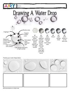 the instructions for how to draw a water drop