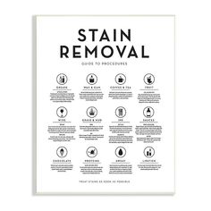 the front cover of stain removal guide with instructions on how to remove stains from furniture