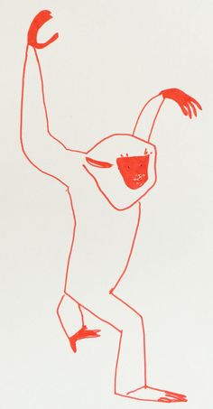 a drawing of a person with one arm raised