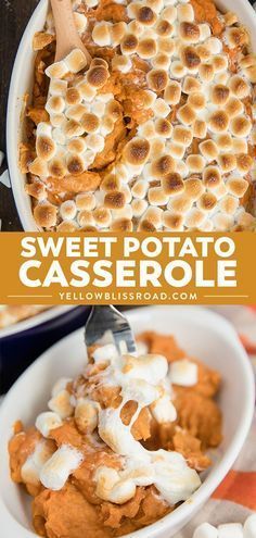 sweet potato casserole with marshmallows in a bowl