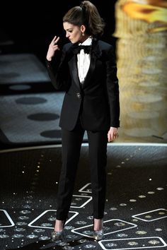 Female Tuxedo, Tuxedo Outfit, Women's Suiting, Brian Atwood, Anne Hathaway, Bustier Top