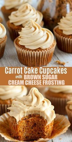 carrot cake cupcakes with brown sugar cream frosting