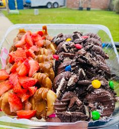 a plastic container filled with lots of different types of food