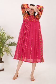 Embrace the essence of timeless elegance this summer with our exquisite handwoven Bengal Jamdani cotton silhouettes. Crafted from lightweight fabric, these pieces offer both comfort and style, making them perfect for warm weather adventures. Size S: Bust - 38in, Waist - Free , Shoulder - 14in, Hip-Free, Sleeve-19" Size M: Bust - 40in, Waist - Free, Shoulder - 14.5in,Hip-Free, Sleeve-19" Size L: Bust - 42in, Waist - Free, Shoulder - 15in, Hip-Free, Sleeve-19" Size XL: Bust - 44in, Waist - Free, S Bohemian Dresses With Woven Motifs For Festive Season, Bohemian Festive Dress With Woven Motifs, Festive Bohemian Dress With Woven Motifs, Navratri Dresses With Woven Motifs, Bohemian Handloom Dress For Festivals, Bohemian Handloom Dresses For Festive Occasions, Festive Anarkali Dress With Woven Motifs, Cotton Diwali Dress, Cotton Handloom Dresses For Festivals