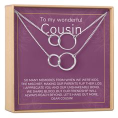 Cousins Necklace Dear Ava, Cousin Quotes, Jewelry Details, No Code, Our Friendship, Chain Extenders, Blank Card, Stamped Jewelry, Foil Stamping