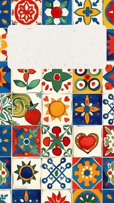 colorful tiles with different designs on them