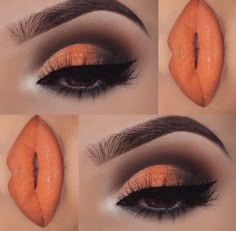 Orange Eye Makeup, Make Up Designs, Make Up Studio, Orange Makeup, Makeup Hairstyles, Silicone Makeup, Smink Inspiration, Weekend Party, Makeup Hacks