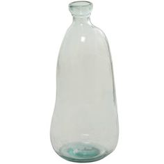 an empty glass bottle is shown on a white background