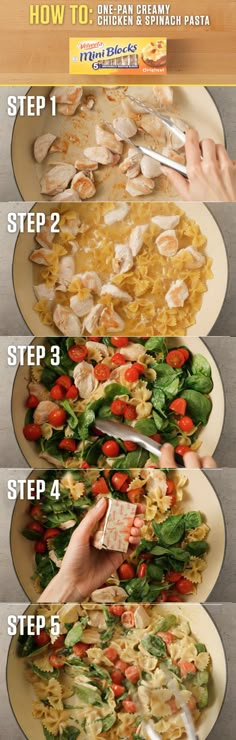 the steps in how to make a chicken and rice dish with vegetables on it, including tomatoes