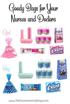 the contents of a goody bag for your nurses and doctors