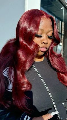 Crimson Red Hair, Colored Weave, Hair Ponytail Styles, Business Hairstyles