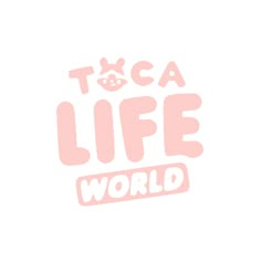 the words toca life world written in pink on a white background with an image of a