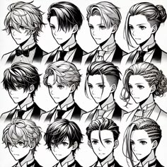 an image of some people in suits and ties with different hairstyles on them