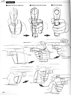 Hand with gun Drawing Hands, Hand Drawing Reference, Hand Reference, Anatomy Drawing, Drawing Skills