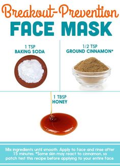 Honey + Baking Soda + Cinnamon Honey Baking, Homemade Face Mask, Baking With Honey, Face Acne, Acne Remedies, Homemade Face Masks, Homemade Face, Honey And Cinnamon