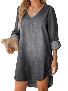 PRICES MAY VARY. [Cotton Casual Dress]: Long sleeve denim dresses for women,you can regard it as tunic dress or long denim top,shift roll tab design,midi shirt dress,loose fit,soft and breathable denim material,can be worn as jean tunic tops and tunic dresses for women and girl.Which is made 100% Cotton fabric. [Denim Shirt Dress]: Upgrade your denim with our Denim Roll-Tab Sleeve Mini Dress.Designed with a relaxed fit, this denim overall dress does not compromise on comfort. It's roomy without Denim Dresses For Women, Tunic Dresses For Women, Casual Dress Long Sleeve, Cotton Casual Dress, Cupshe Dress, Casual Dress Long, Dress With Leggings, Long Sleeve Denim Dress, Tab Design