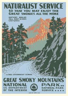 an advertisement for the great smoky mountains national park, which is located in the united states