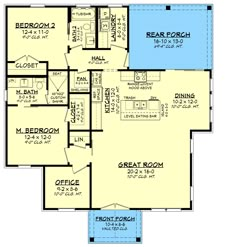 the first floor plan for a home with two master suites and an attached living area