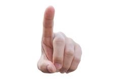 a person's hand making the middle finger sign with their fingers on white background